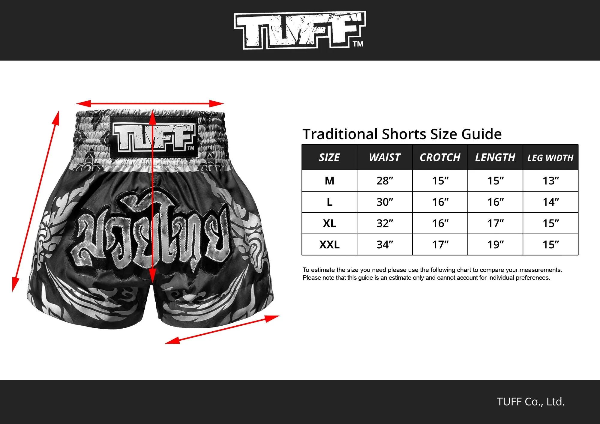 TUFF Red Muay Thai Shorts Samurai Skull MS658