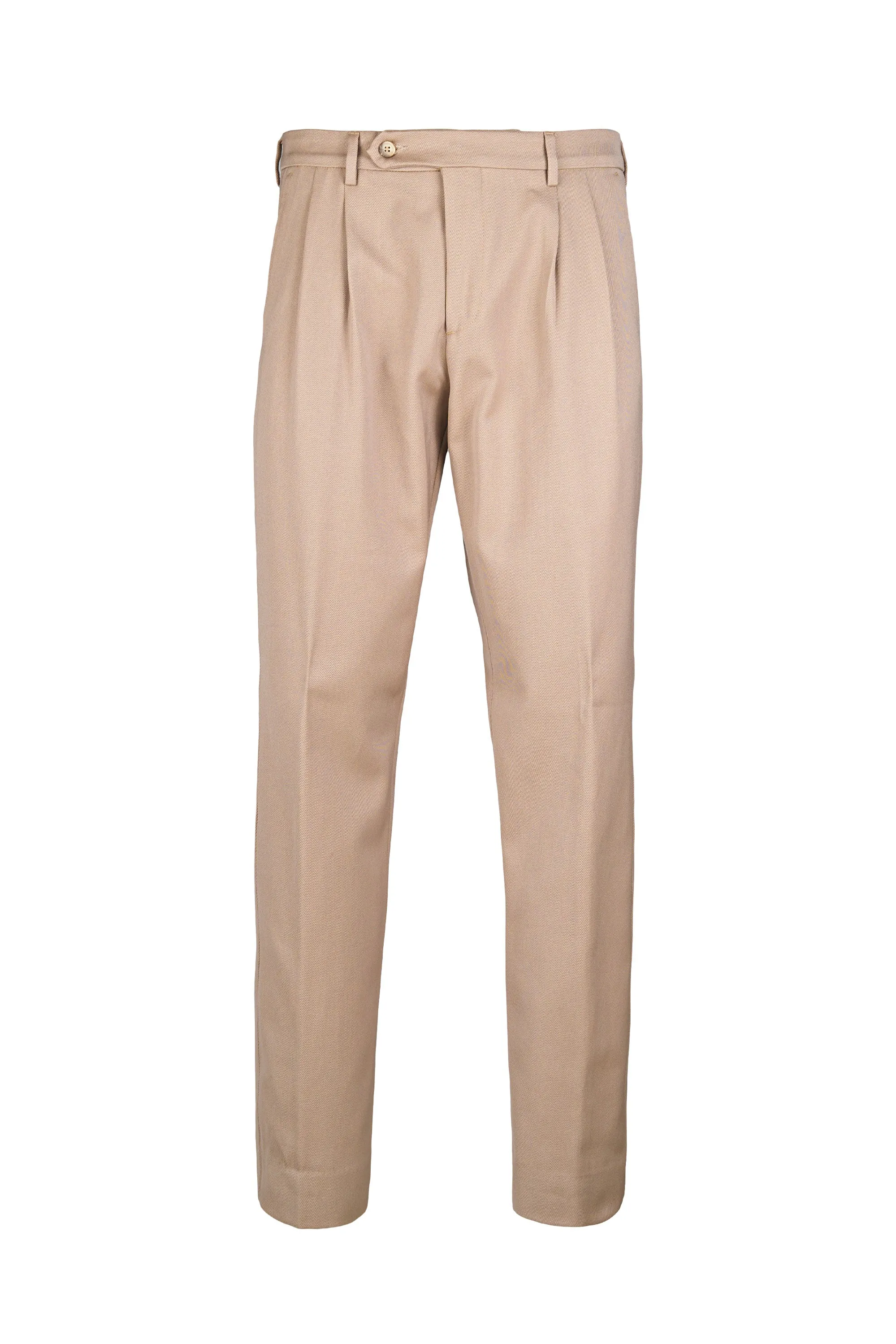 Twill Double-Pleat Wool & Cotton Trousers