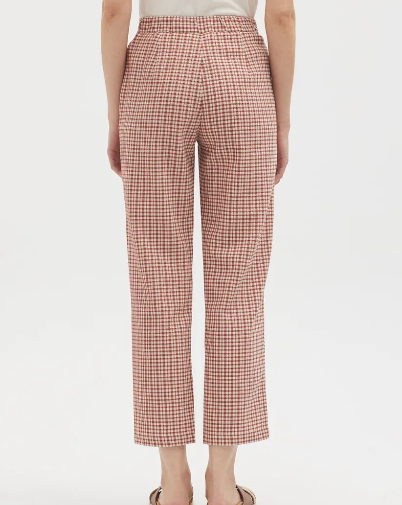 Twotone Check Seersucker Pants in Brown