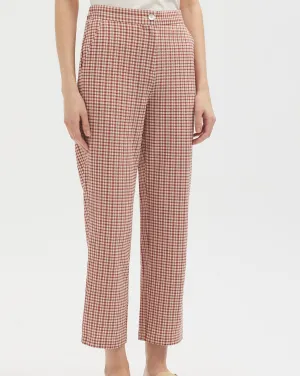 Twotone Check Seersucker Pants in Brown