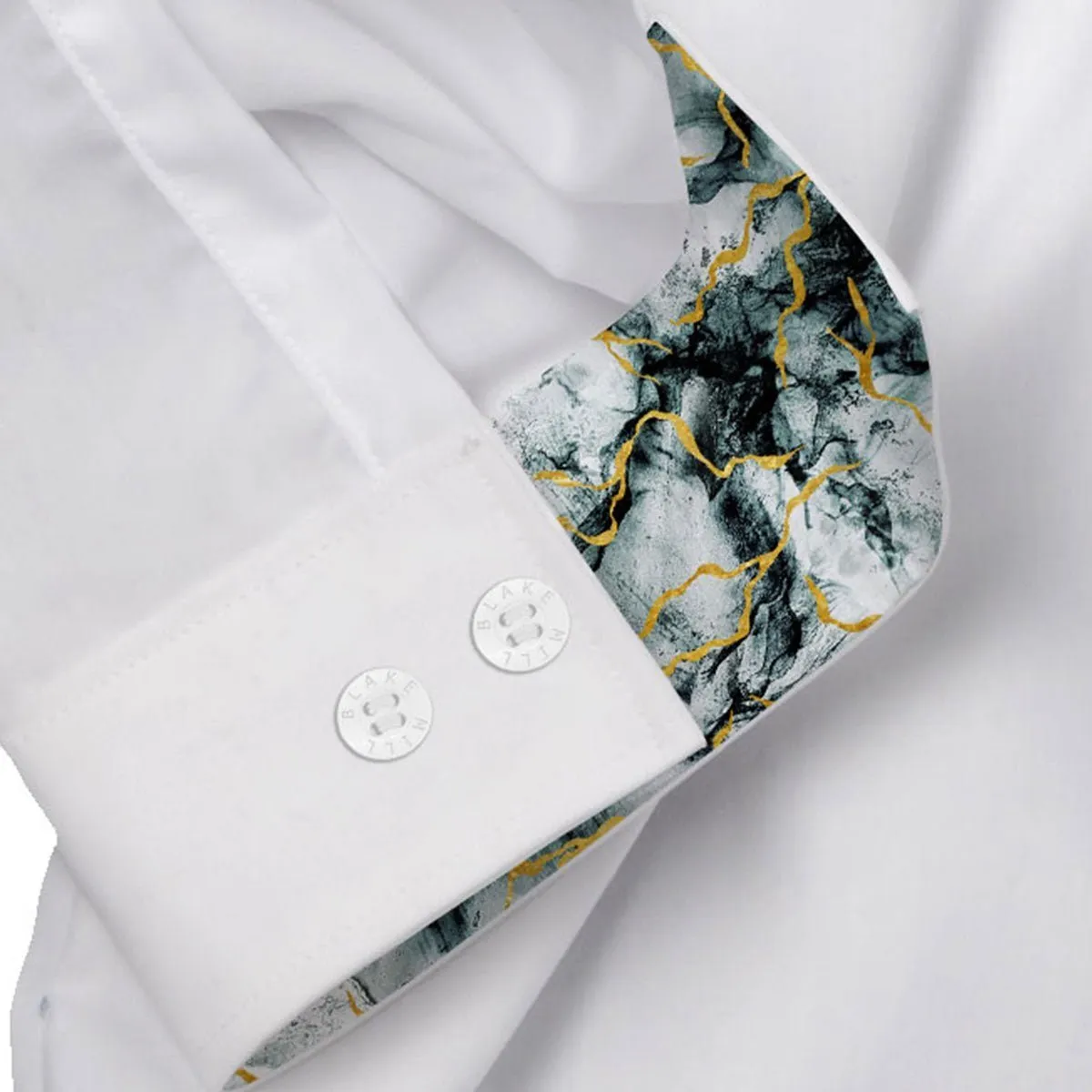 White with Thunderstorm Accents Button-Down Shirt