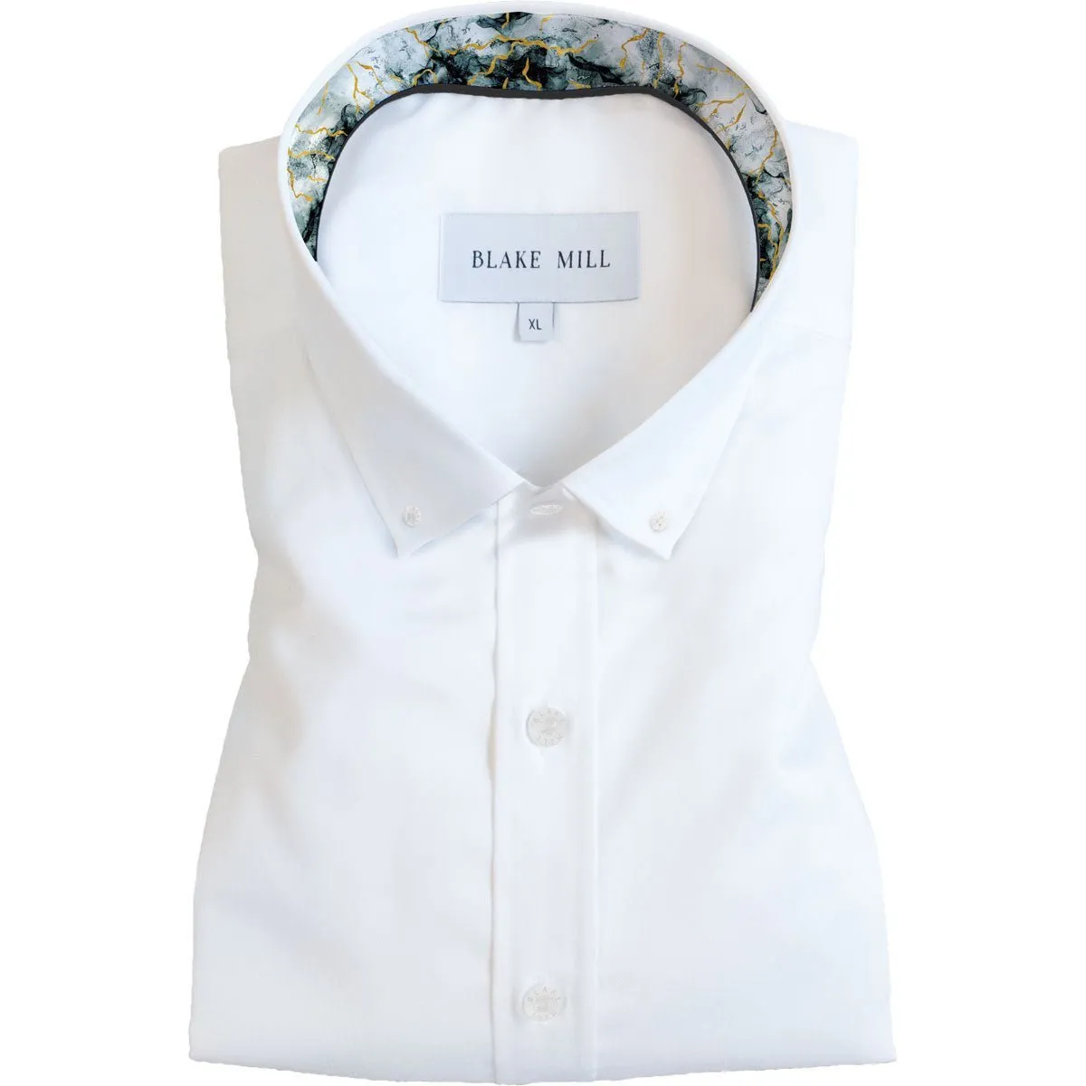 White with Thunderstorm Accents Button-Down Shirt