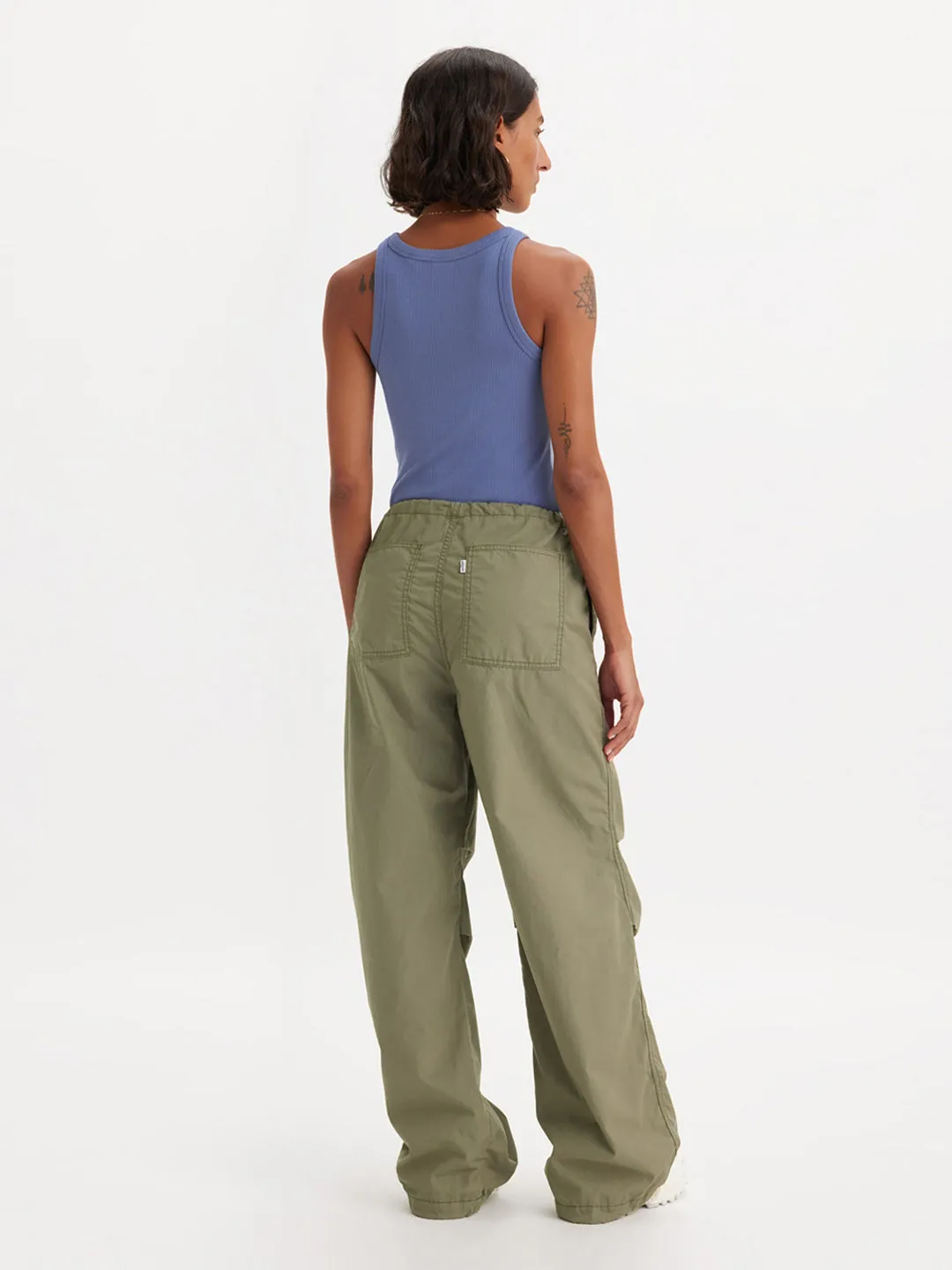 Women's Mid Rise Green Loose Fit Trousers