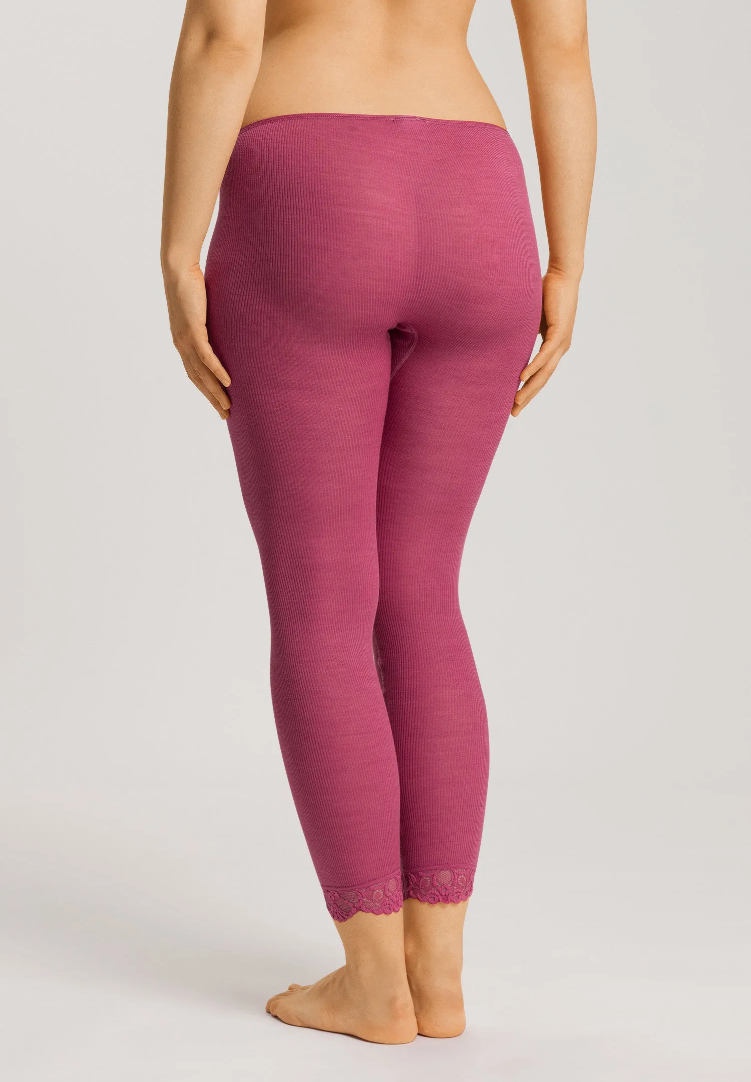 Woolen Lace Wool and Silk Lace Trim Leggings | Rose Wine 70910-2414