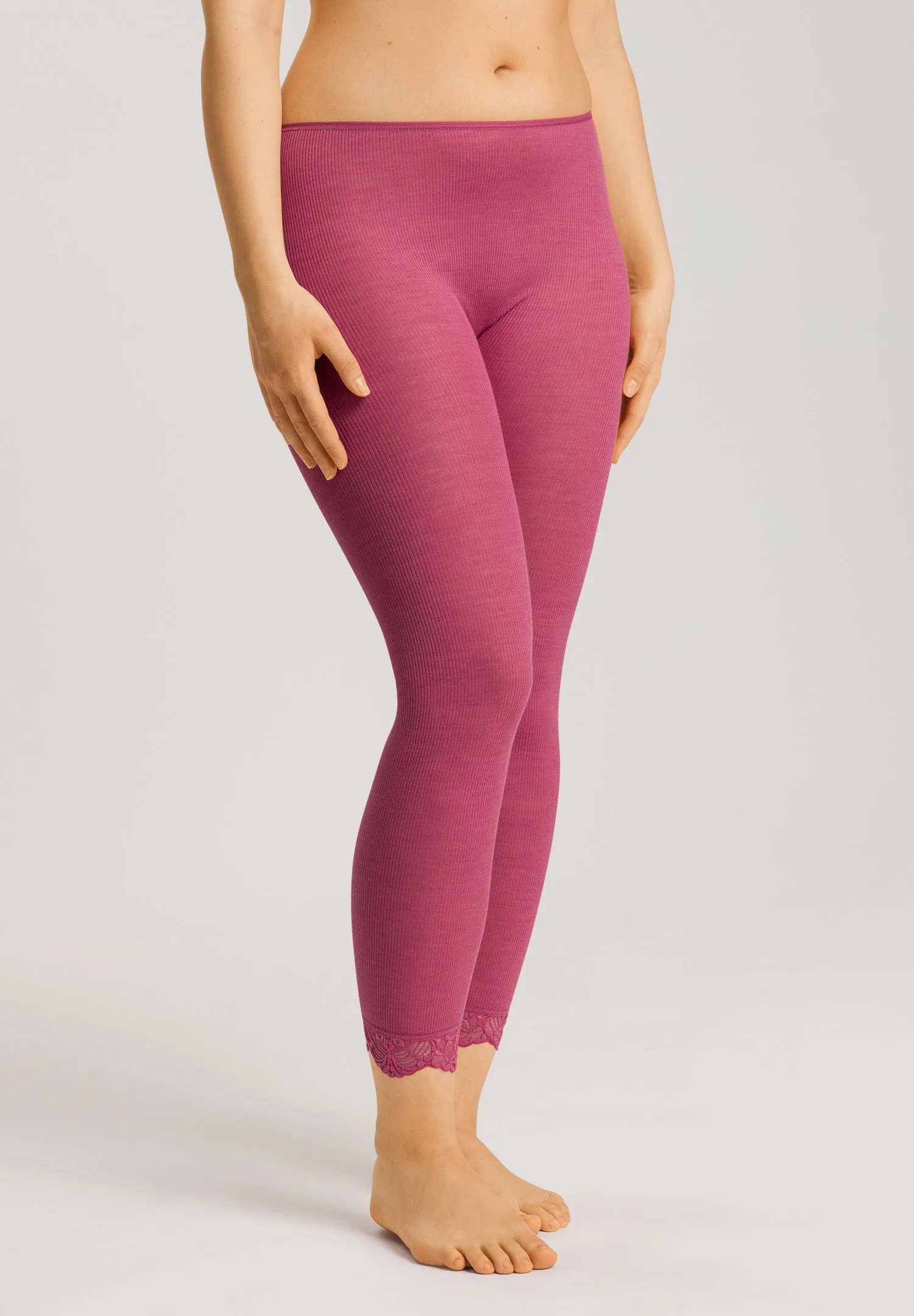 Woolen Lace Wool and Silk Lace Trim Leggings | Rose Wine 70910-2414