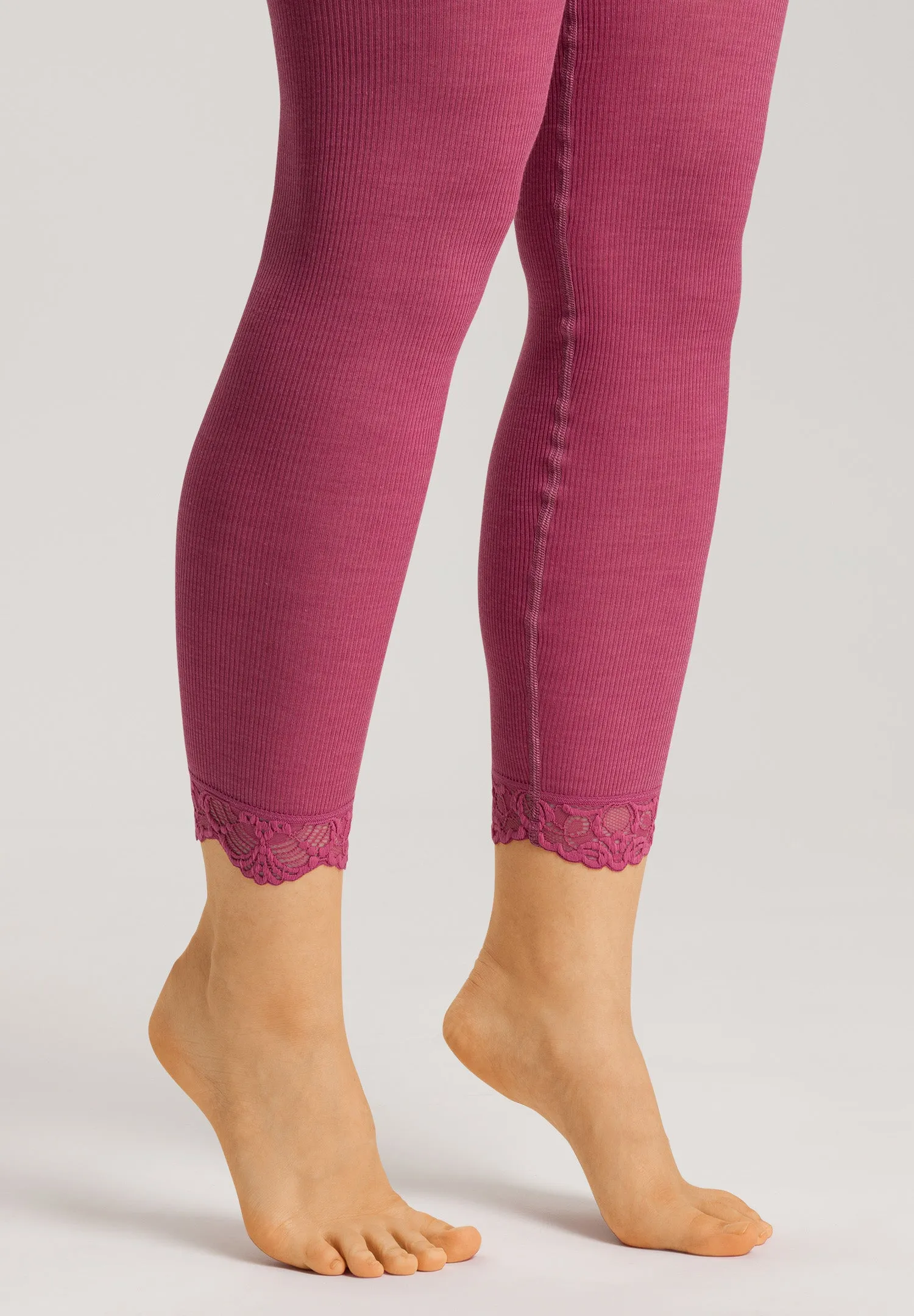 Woolen Lace Wool and Silk Lace Trim Leggings | Rose Wine 70910-2414