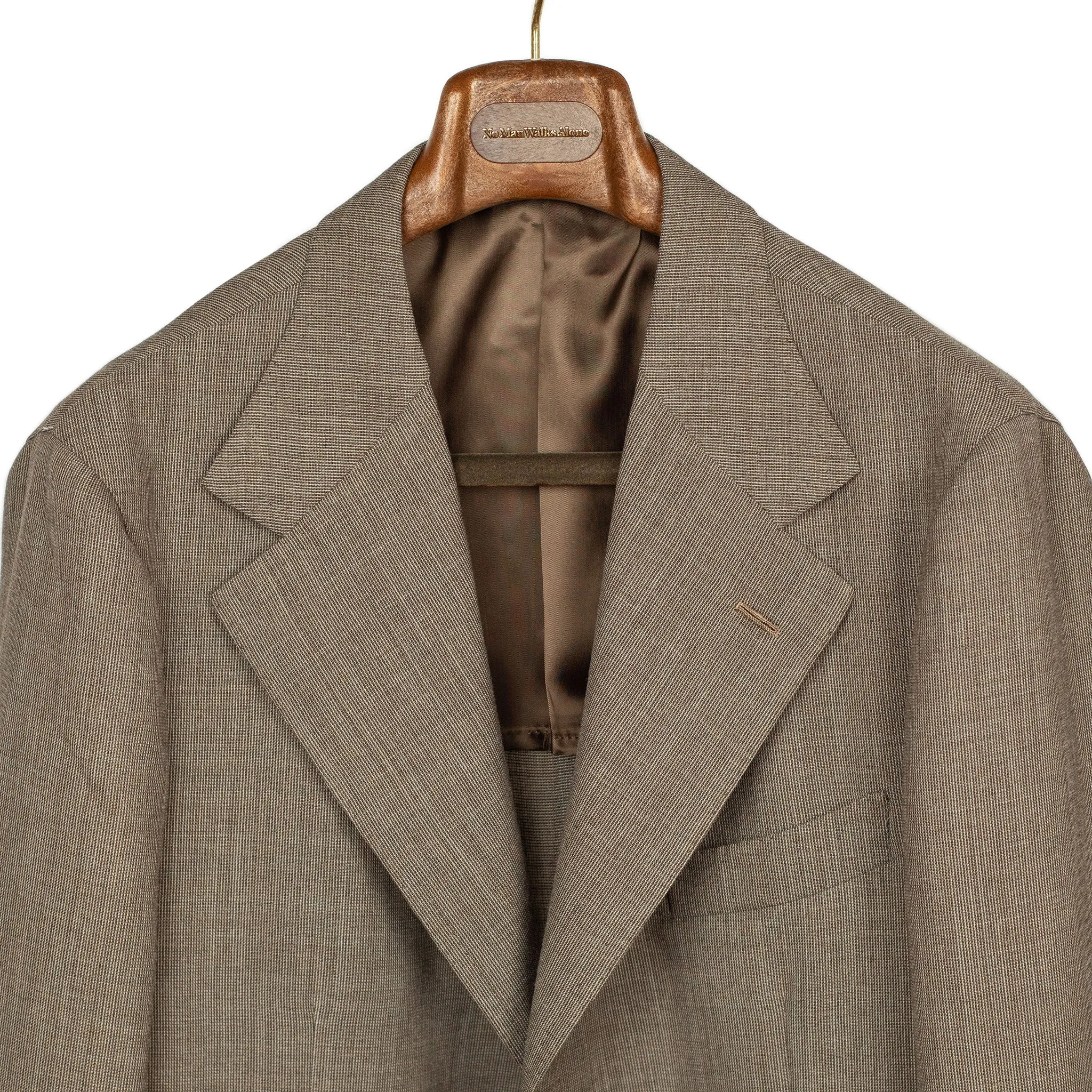 x Sartoria Carrara: ultra-light unlined jacket in taupe nailhead Fox Air wool (separates)