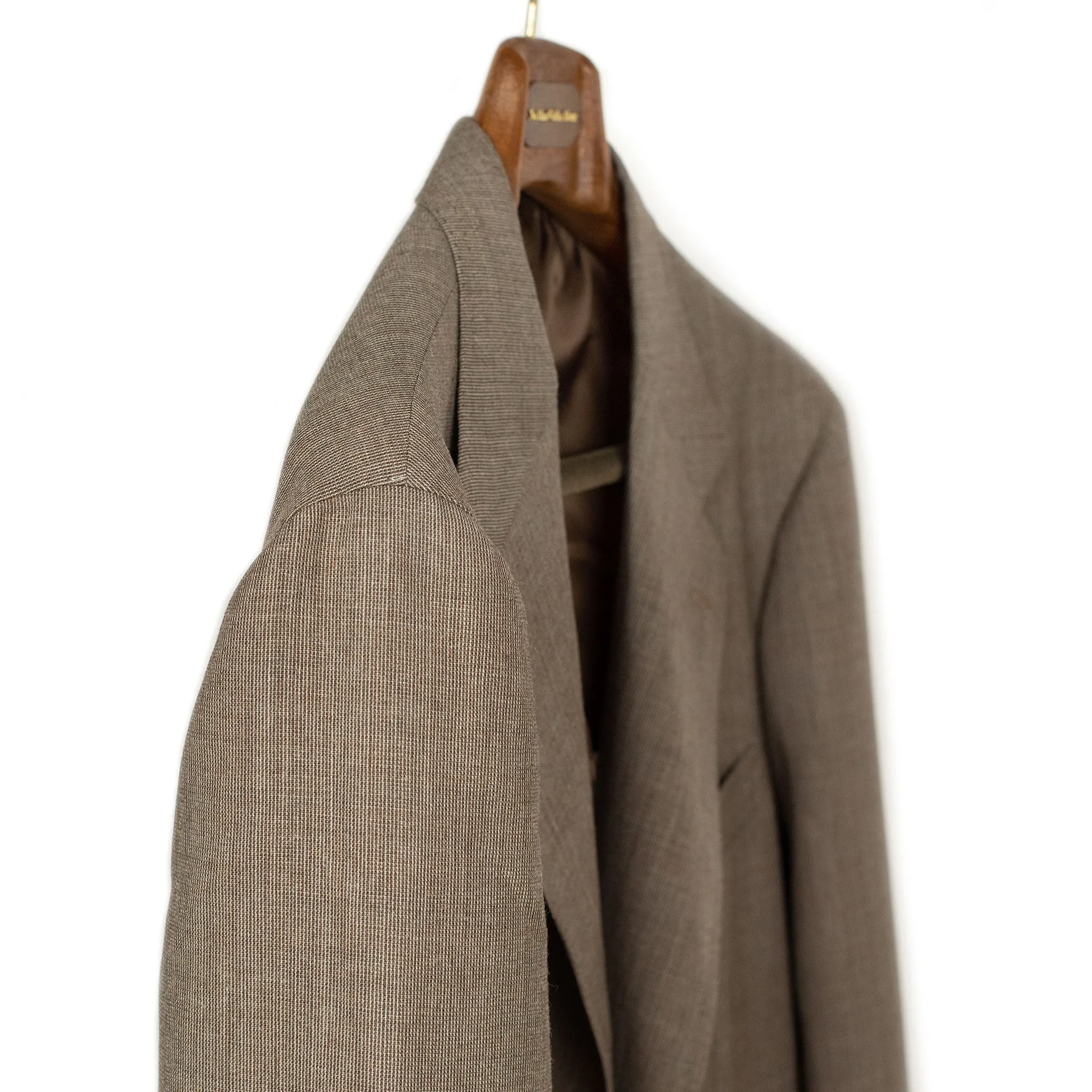 x Sartoria Carrara: ultra-light unlined jacket in taupe nailhead Fox Air wool (separates)